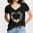 Vintage Book Lover Valentine Heart Women's Jersey Short Sleeve Deep V-Neck Tshirt