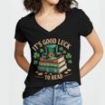 Vintage It's Good Luck To Read St Patrick's Day Book Lucky Women's Jersey Short Sleeve Deep V-Neck Tshirt Vintage It's Good Luck To Read St Patrick's Day Book Lucky Women's Jersey Short Sleeve Deep V-Neck Tshirt