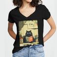 Vintage Japanese Cat Book Lovers Librarian Cat Dad Teacher Women's Jersey Short Sleeve Deep V-Neck Tshirt Vintage Japanese Cat Book Lovers Librarian Cat Dad Teacher Women's Jersey Short Sleeve Deep V-Neck Tshirt