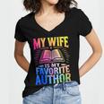 My Wife Is My Favorite Author Book Writer Writing Husband Women's Jersey Short Sleeve Deep V-Neck Tshirt My Wife Is My Favorite Author Book Writer Writing Husband Women's Jersey Short Sleeve Deep V-Neck Tshirt