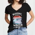 Winter Reading Book Bookworm Winter Women's Jersey Short Sleeve Deep V-Neck Tshirt Winter Reading Book Bookworm Winter Women's Jersey Short Sleeve Deep V-Neck Tshirt