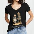 Wizard Of Oz Book Quote Scarecrow Dorothy Retro Drawing Women's Jersey Short Sleeve Deep V-Neck Tshirt