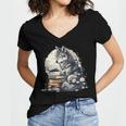 Wolf Reading Book Librarian Library Wolves Women's Jersey Short Sleeve Deep V-Neck Tshirt Wolf Reading Book Librarian Library Wolves Women's Jersey Short Sleeve Deep V-Neck Tshirt