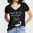 Women's First Of All I’m A Delight Cute Cat Books Coffee Humor Women's Jersey Short Sleeve Deep V-Neck Tshirt