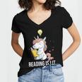 Women's Reading Is Lit Unicorn Library English Teacher Book Lover Women's Jersey Short Sleeve Deep V-Neck Tshirt Women's Reading Is Lit Unicorn Library English Teacher Book Lover Women's Jersey Short Sleeve Deep V-Neck Tshirt