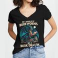 In a World Of Bookworms Be a Book Dragon Reading Women's Jersey Short Sleeve Deep V-Neck Tshirt