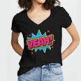 Yeah Comic Comic Book Graphic Women's Jersey Short Sleeve Deep V-Neck Tshirt