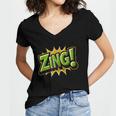 ZING Comic Book Retro Artwork – Cartoon Collector Women's Jersey Short Sleeve Deep V-Neck Tshirt ZING Comic Book Retro Artwork – Cartoon Collector Women's Jersey Short Sleeve Deep V-Neck Tshirt