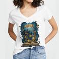 4 Books Are Portable Magic Bookish Reading Nerd Quote Women's Jersey Short Sleeve Deep V-Neck Tshirt