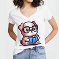 Adorable Book Lover Bulldog With Reading Glasses Cute Raglan Baseball Tee Women's Jersey Short Sleeve Deep V-Neck Tshirt Adorable Book Lover Bulldog With Reading Glasses Cute Raglan Baseball Tee Women's Jersey Short Sleeve Deep V-Neck Tshirt