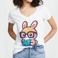 Adorable Book Lover Rabbit With Reading Glasses Cute Premium Women's Jersey Short Sleeve Deep V-Neck Tshirt Adorable Book Lover Rabbit With Reading Glasses Cute Premium Women's Jersey Short Sleeve Deep V-Neck Tshirt