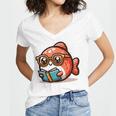Adorable Book Lover Salmon With Reading Glasses Cute Women's Jersey Short Sleeve Deep V-Neck Tshirt Adorable Book Lover Salmon With Reading Glasses Cute Women's Jersey Short Sleeve Deep V-Neck Tshirt