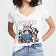 Animals Raccoon Reading Book Librarian Across America Kids Women's Jersey Short Sleeve Deep V-Neck Tshirt