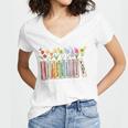 Applied Behavior Analysis Book Wildflower ABA RBT Therapist Premium Tri-Blend Women's Jersey Short Sleeve Deep V-Neck Tshirt