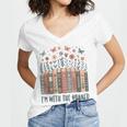 Im With The Banned Book Readers Librarian Read Banned Books Women's Jersey Short Sleeve Deep V-Neck Tshirt