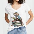 Bearded Dragon Reading Books Matching Bookworm Librarian Women's Jersey Short Sleeve Deep V-Neck Tshirt Bearded Dragon Reading Books Matching Bookworm Librarian Women's Jersey Short Sleeve Deep V-Neck Tshirt