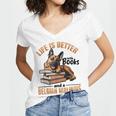 Belgian Malinois Dog Breed Life Is Better With Books And a Men Women Kids Women's Jersey Short Sleeve Deep V-Neck Tshirt