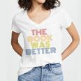 The Book Was Better Retro 70s Vintage Premium Tri-Blend Women's Jersey Short Sleeve Deep V-Neck Tshirt