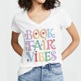Book Fair Vibes Groovy Retro Reading Women's Jersey Short Sleeve Deep V-Neck Tshirt Book Fair Vibes Groovy Retro Reading Women's Jersey Short Sleeve Deep V-Neck Tshirt