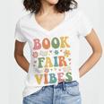 Book Fair Vibes Groovy Retro School Reading Nostalgic Women's Jersey Short Sleeve Deep V-Neck Tshirt Book Fair Vibes Groovy Retro School Reading Nostalgic Women's Jersey Short Sleeve Deep V-Neck Tshirt