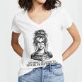 Book Lover Bent Over a Book Women's Jersey Short Sleeve Deep V-Neck Tshirt