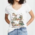 Book Lover Bookish Bookworm Reading Is My Otter-Obsession Women's Jersey Short Sleeve Deep V-Neck Tshirt