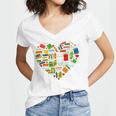 Book Lover Librarian Books Heart Valentine Women's Jersey Short Sleeve Deep V-Neck Tshirt
