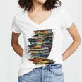 Book Women Graphic Art Colorful Eyes Women's Jersey Short Sleeve Deep V-Neck Tshirt