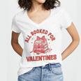 All Booked For Valentines Bow Heart Book Lover Valentine Day Women's Jersey Short Sleeve Deep V-Neck Tshirt