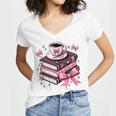 All Booked For Valentine's Teacher Coquette Bow Coffee Book Women's Jersey Short Sleeve Deep V-Neck Tshirt All Booked For Valentine's Teacher Coquette Bow Coffee Book Women's Jersey Short Sleeve Deep V-Neck Tshirt