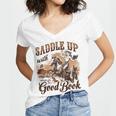 Bookish Retro Western Cowgirl Texas Book Lover Novel Reader Women's Jersey Short Sleeve Deep V-Neck Tshirt Bookish Retro Western Cowgirl Texas Book Lover Novel Reader Women's Jersey Short Sleeve Deep V-Neck Tshirt