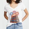 Books Fireworks 4th Of July Bookworm Patriotic Reader Women's Jersey Short Sleeve Deep V-Neck Tshirt Books Fireworks 4th Of July Bookworm Patriotic Reader Women's Jersey Short Sleeve Deep V-Neck Tshirt