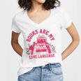 Books Are My Love Language Valentine Book Lover Women's Jersey Short Sleeve Deep V-Neck Tshirt Books Are My Love Language Valentine Book Lover Women's Jersey Short Sleeve Deep V-Neck Tshirt