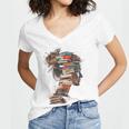 Books Lover Women Art Colorful Drawing Graphic Books Women's Jersey Short Sleeve Deep V-Neck Tshirt