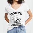 Books The Original Handheld Device Book Lover Women's Jersey Short Sleeve Deep V-Neck Tshirt