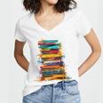 Books Painting Colorful Art Abstract Graphic Books Women's Jersey Short Sleeve Deep V-Neck Tshirt Books Painting Colorful Art Abstract Graphic Books Women's Jersey Short Sleeve Deep V-Neck Tshirt