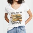 Books Are My Therapy Vintage Book Lover Daisy Art Women's Jersey Short Sleeve Deep V-Neck Tshirt Books Are My Therapy Vintage Book Lover Daisy Art Women's Jersey Short Sleeve Deep V-Neck Tshirt
