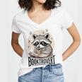 Booktrovert Raccoon Reading And Coffee For Book Lover Women's Jersey Short Sleeve Deep V-Neck Tshirt
