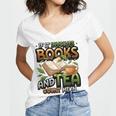 Bookworm If It Involves Books And Tea Lover Reading Premium Tri-Blend Women's Jersey Short Sleeve Deep V-Neck Tshirt