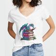 Bookworm Please I'm A Book Dragon Blue Dragon Women's Jersey Short Sleeve Deep V-Neck Tshirt