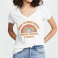 Born To Read Books Forced To Emails Vintage Retro Rainbow Women's Jersey Short Sleeve Deep V-Neck Tshirt Born To Read Books Forced To Emails Vintage Retro Rainbow Women's Jersey Short Sleeve Deep V-Neck Tshirt