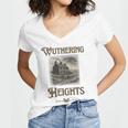 Bronte Novel Wuthering Heights Moorland Gothic Book Cover Women's Jersey Short Sleeve Deep V-Neck Tshirt Bronte Novel Wuthering Heights Moorland Gothic Book Cover Women's Jersey Short Sleeve Deep V-Neck Tshirt