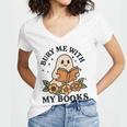 Bury Me With My Books Ghost Tee Women's Jersey Short Sleeve Deep V-Neck Tshirt