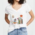 Carve Out Time To Read Halloween Ghost Books Raglan Baseball Tee Women's Jersey Short Sleeve Deep V-Neck Tshirt