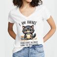 Cat Glasses Coffe Books I Am Awake Please Respect My Privacy Women's Jersey Short Sleeve Deep V-Neck Tshirt