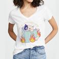 Cat Reading a Romance BookI Like My Books Extra Spicy Women's Jersey Short Sleeve Deep V-Neck Tshirt