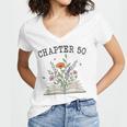 Chapter 50 Book Lovers & Readers 50th Birthday Wildflowers Women's Jersey Short Sleeve Deep V-Neck Tshirt Chapter 50 Book Lovers & Readers 50th Birthday Wildflowers Women's Jersey Short Sleeve Deep V-Neck Tshirt
