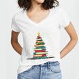 Christmas Tree Of Books Holiday Women's Jersey Short Sleeve Deep V-Neck Tshirt Christmas Tree Of Books Holiday Women's Jersey Short Sleeve Deep V-Neck Tshirt