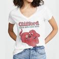Clifford The Big Red Dog Clifford And Emily Book Cover Women's Jersey Short Sleeve Deep V-Neck Tshirt Clifford The Big Red Dog Clifford And Emily Book Cover Women's Jersey Short Sleeve Deep V-Neck Tshirt