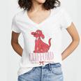 Clifford The Big Red Dog Pink Text With Bow Illustrated Book Women's Jersey Short Sleeve Deep V-Neck Tshirt Clifford The Big Red Dog Pink Text With Bow Illustrated Book Women's Jersey Short Sleeve Deep V-Neck Tshirt